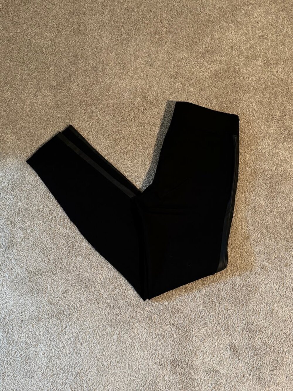 White House Black Market Black Faux Stripe Slimming Ponte Leggings Sz XS (28x29)